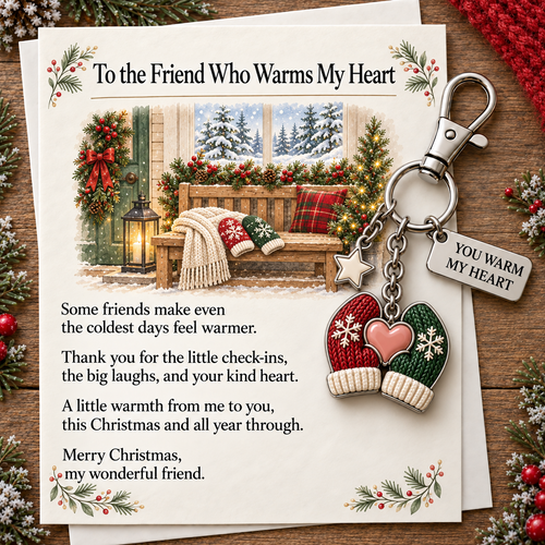 🎁 To the Friend Who Warms My Heart | A Meaningful Christmas Keepsake Keycha
