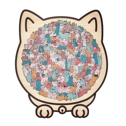 🎁Holiday Special Offer: Enjoy a 49% Discount🐈135-Piece Morandi-Colored Cat Shaped Wooden Jigsaw Puzzle