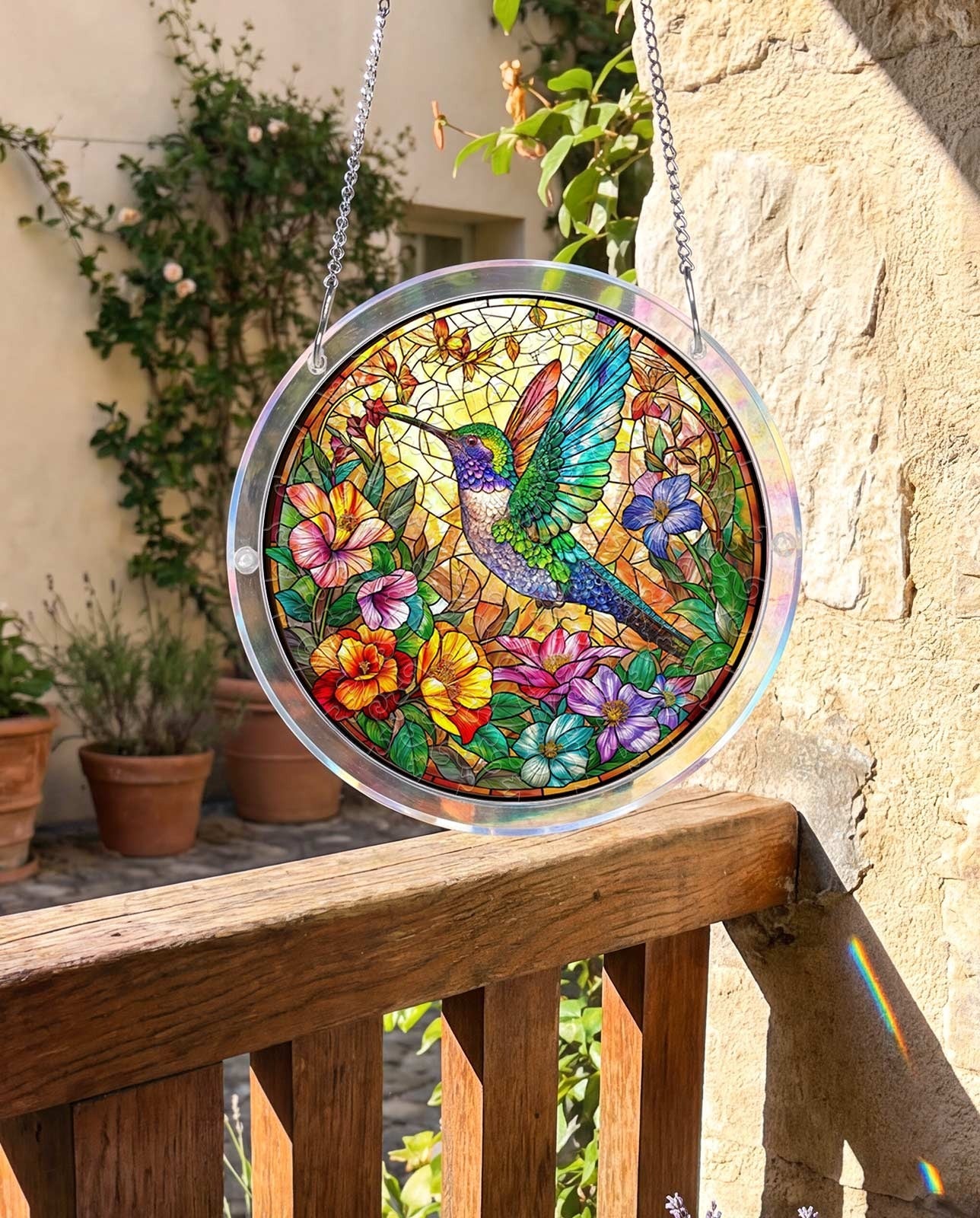 Acrylic Jigsaw Puzzle Suncatcher - Hummingbird Bloom