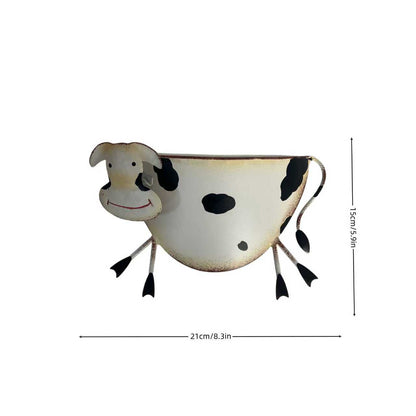 Farm Animal Metal Wall Planter, Cow Pig Rooster Shaped Hanging Flower Pot