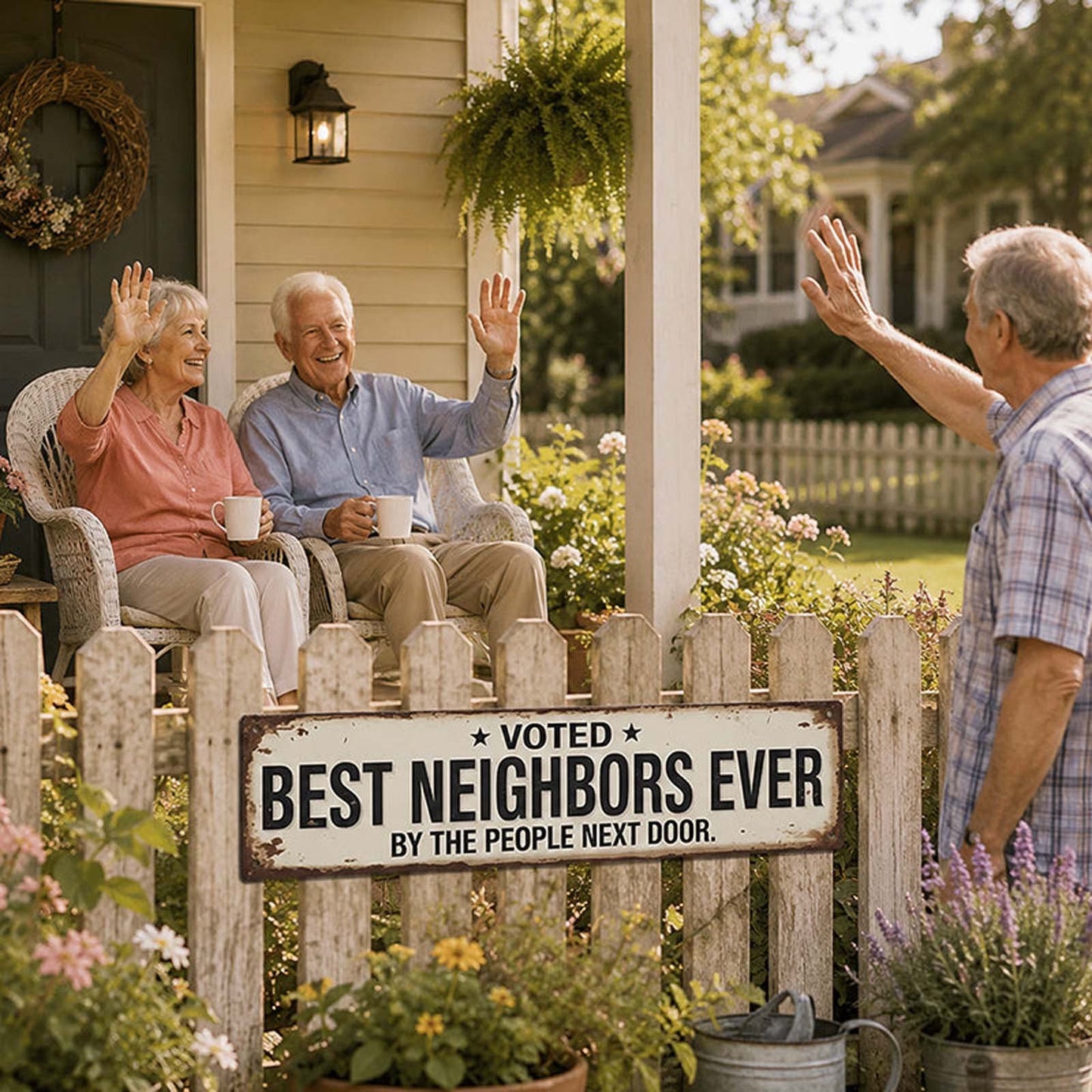 🤣Voted Best Neighbors Ever Funny Metal Yard Sign
