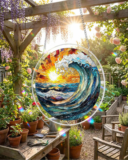 DIY Acrylic Landscape Puzzle Suncatcher, Stained Glass Style Window Light Catcher