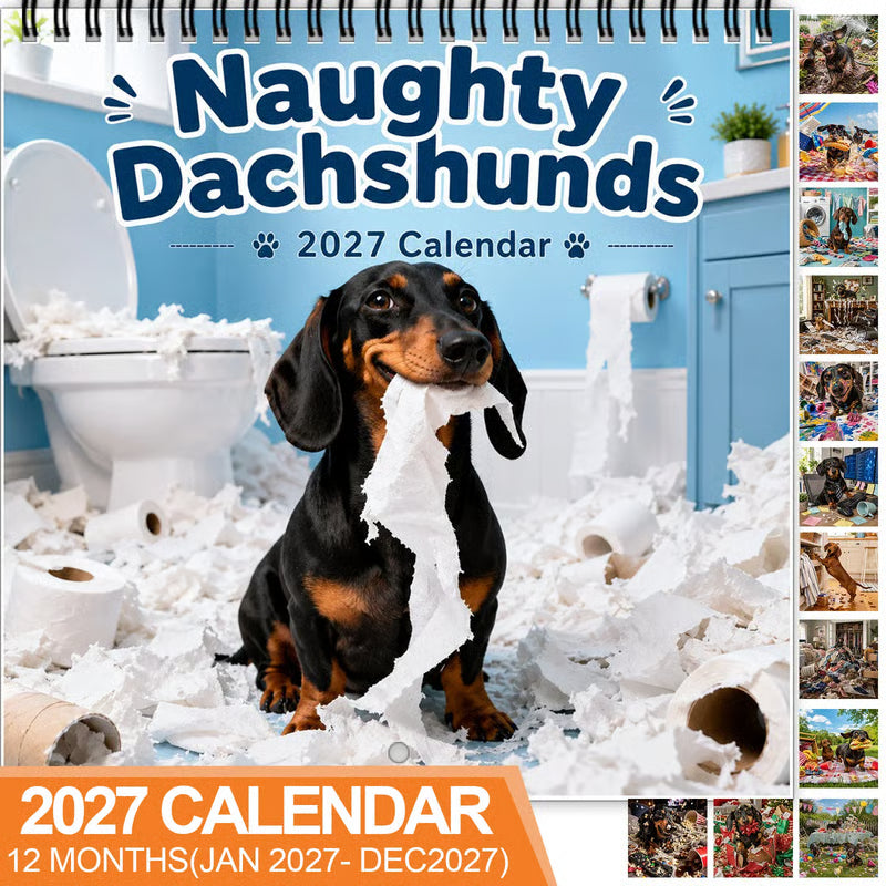 ⏳ Last Day 50% OFF –🐶Naughty Dachshunds 2027 Wall Calendar