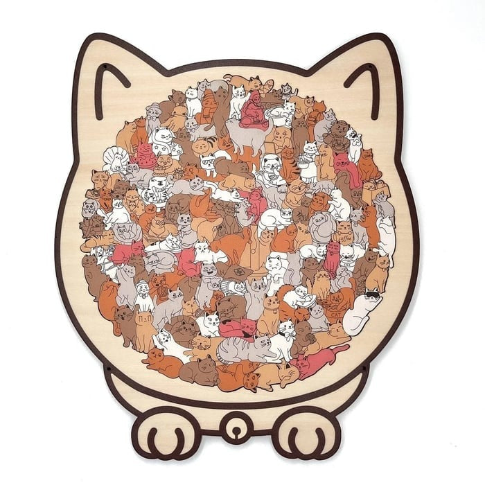 🎁Holiday Special Offer: Enjoy a 49% Discount🐈135-Piece Morandi-Colored Cat Shaped Wooden Jigsaw Puzzle