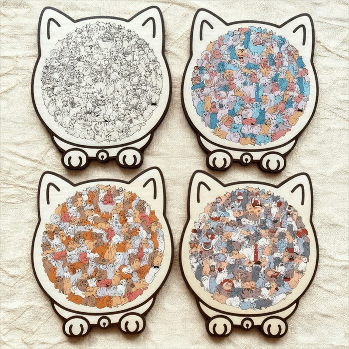🎁Holiday Special Offer: Enjoy a 49% Discount🐈135-Piece Morandi-Colored Cat Shaped Wooden Jigsaw Puzzle