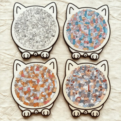 🎁Holiday Special Offer: Enjoy a 49% Discount🐈135-Piece Morandi-Colored Cat Shaped Wooden Jigsaw Puzzle