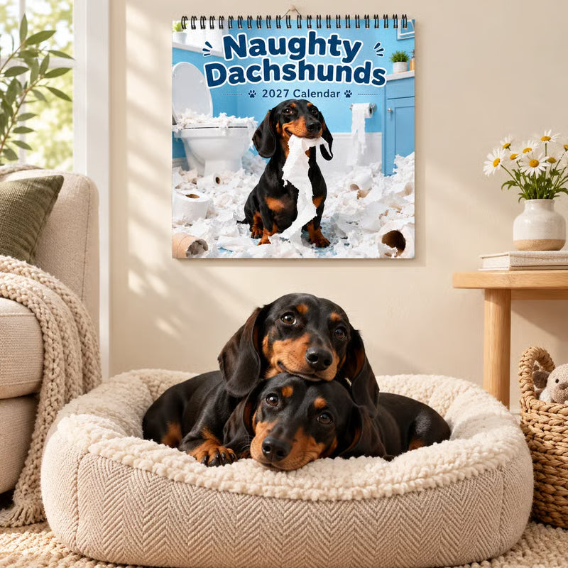 ⏳ Last Day 50% OFF –🐶Naughty Dachshunds 2027 Wall Calendar