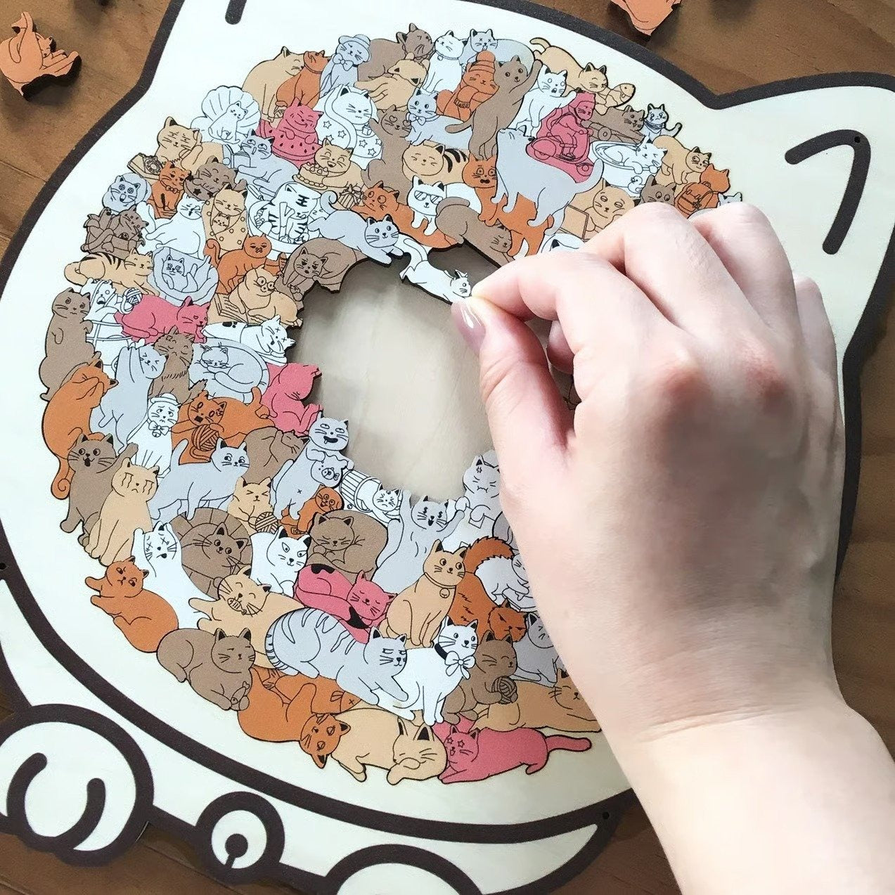 🎁Holiday Special Offer: Enjoy a 49% Discount🐈135-Piece Morandi-Colored Cat Shaped Wooden Jigsaw Puzzle