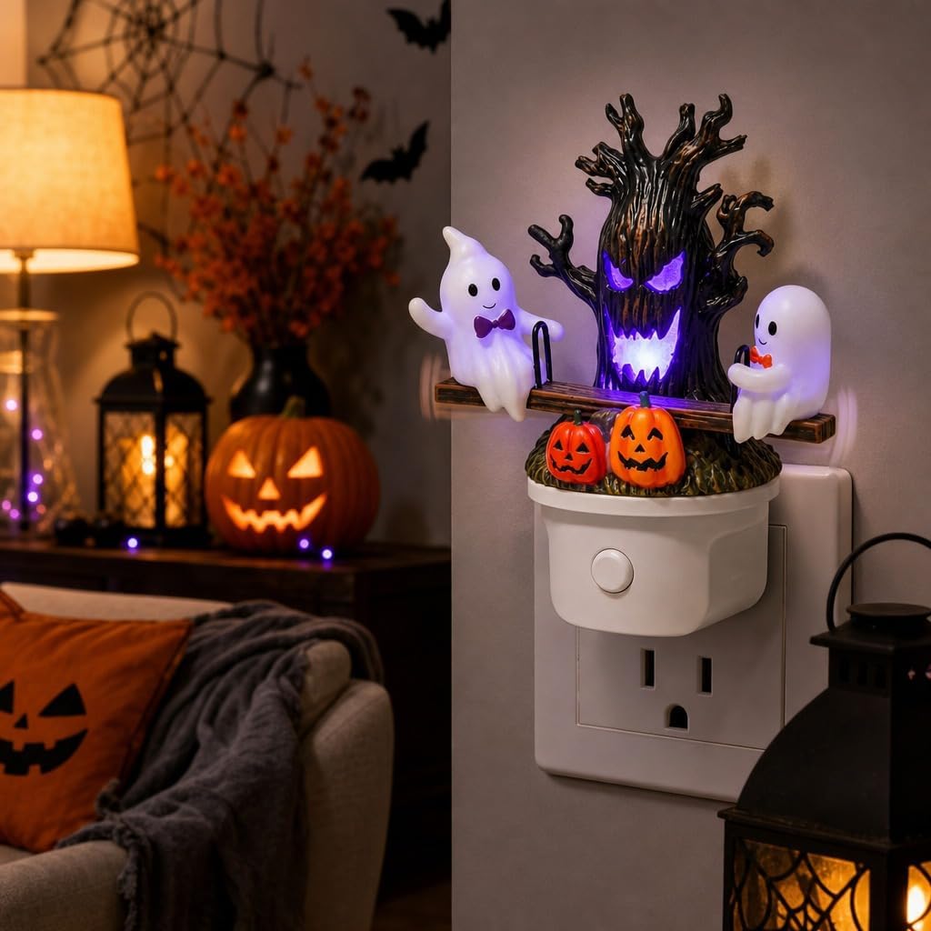 👻Animated Ghost Seesaw Halloween Plug-in Night Light💡