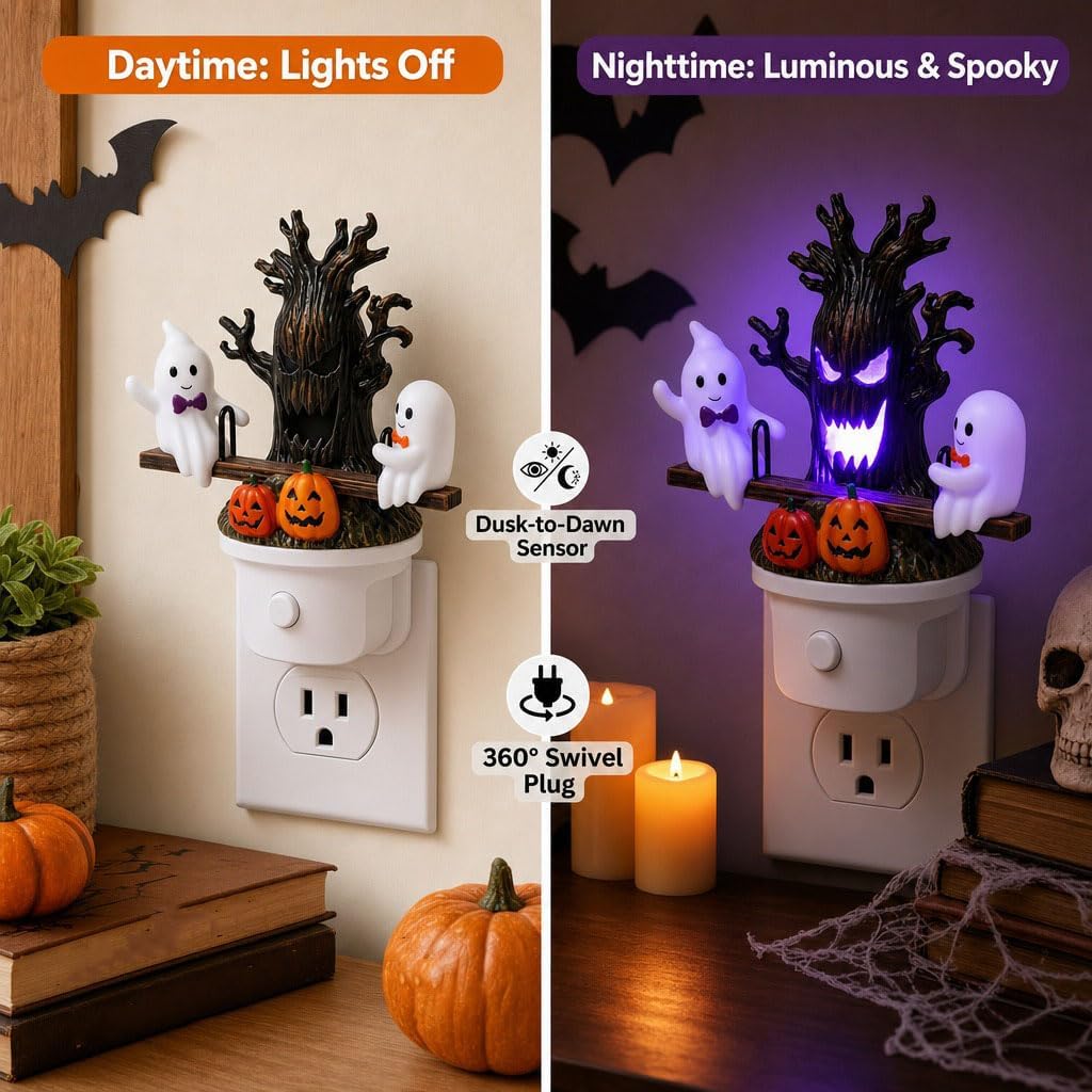 👻Animated Ghost Seesaw Halloween Plug-in Night Light💡