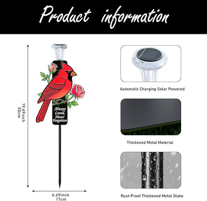 🔥Limited-Time Offer🕊️Cardinal Memorial Solar Stake, In Loving Memory of Loved Ones