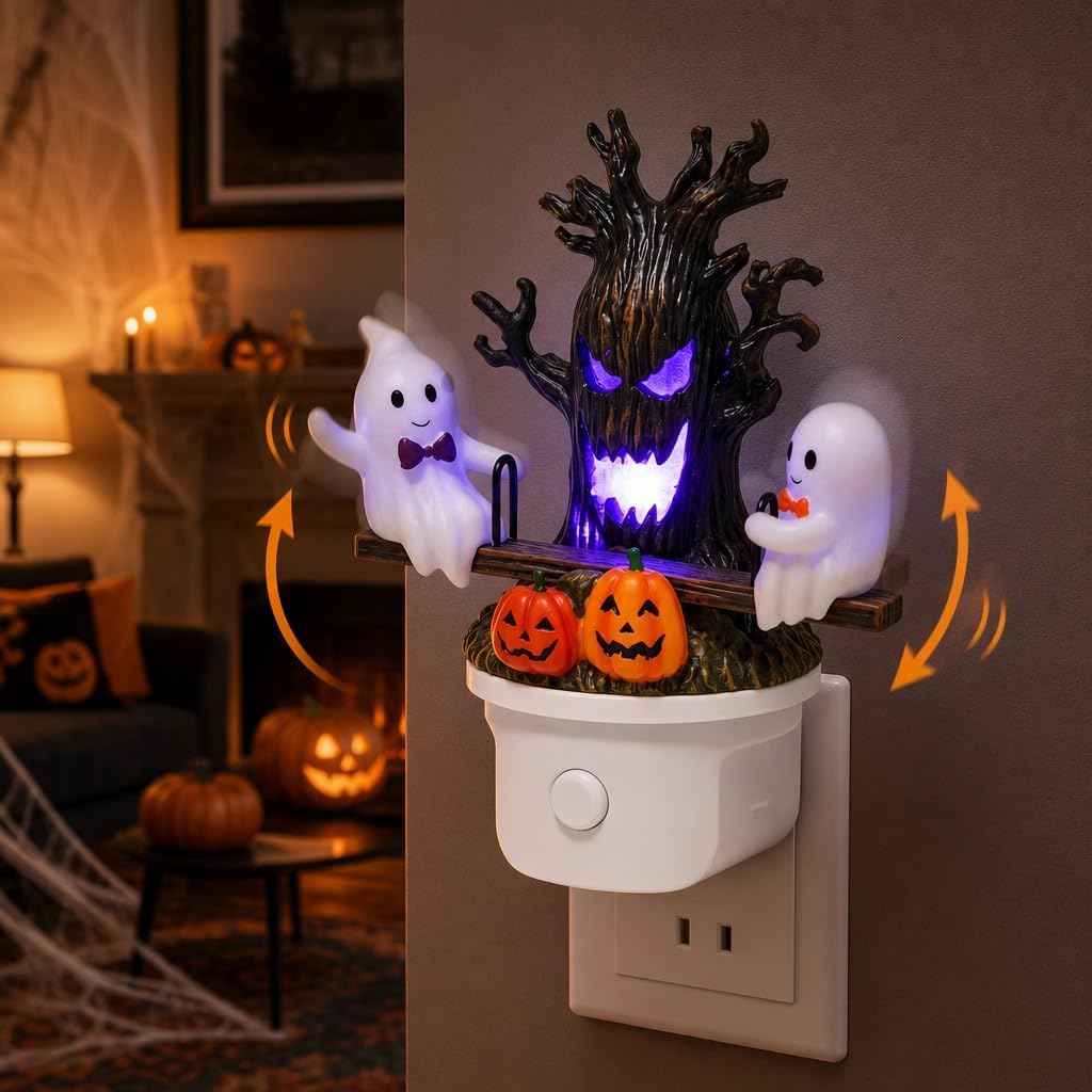 👻Animated Ghost Seesaw Halloween Plug-in Night Light💡