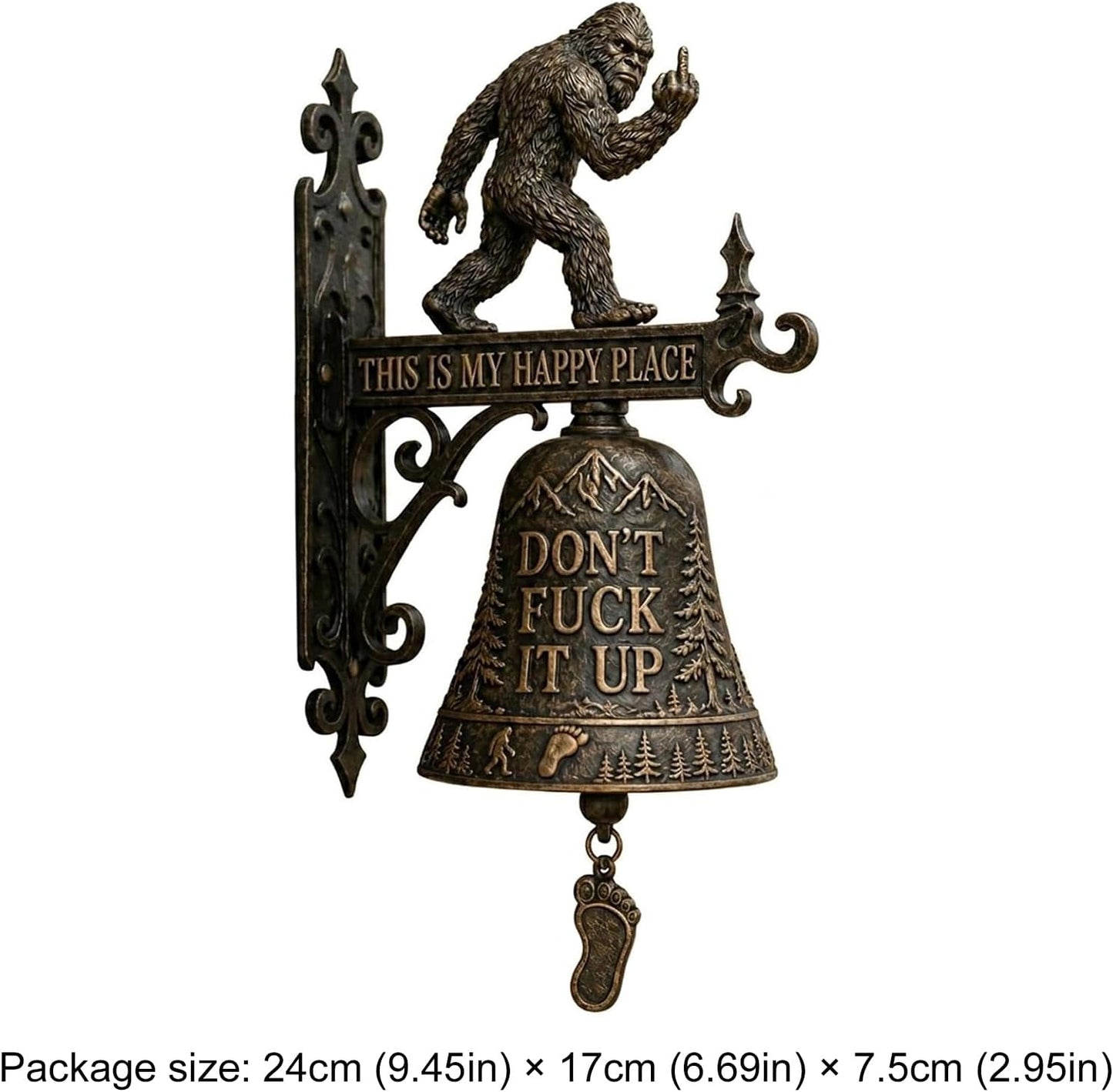 "This Is My Happy Place" Rustic Bigfoot Wall Bell