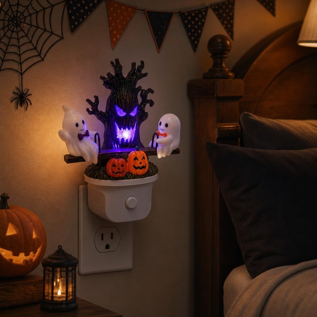 👻Animated Ghost Seesaw Halloween Plug-in Night Light💡