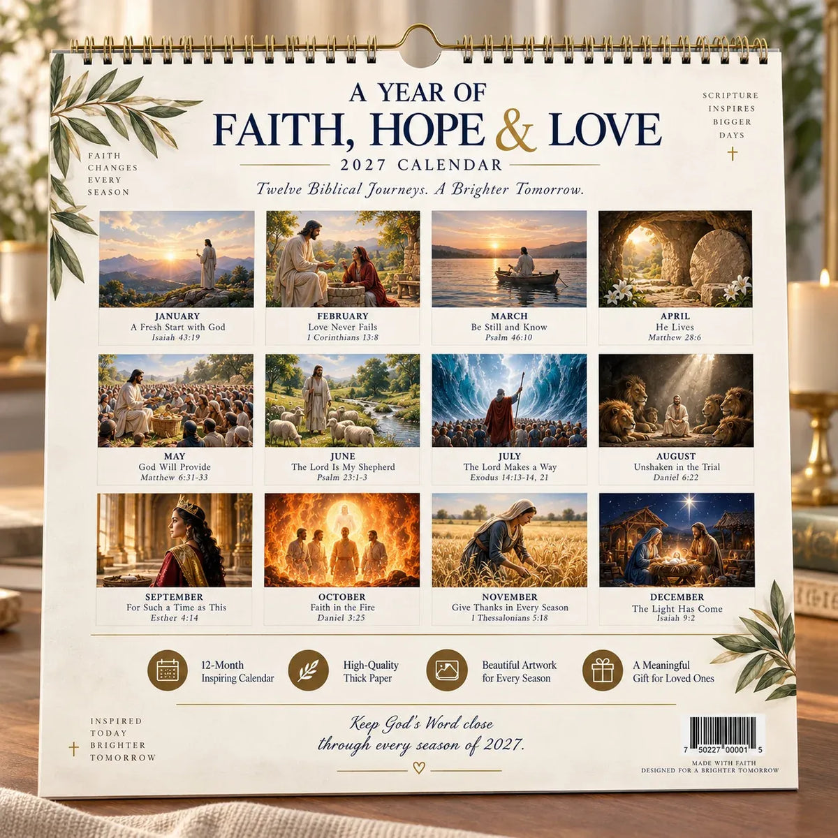 ✝️ 2027 Bible Verses for Strength Wall Calendar