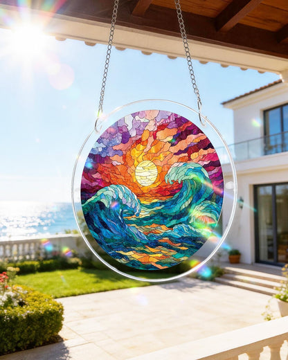 DIY Acrylic Landscape Puzzle Suncatcher, Stained Glass Style Window Light Catcher