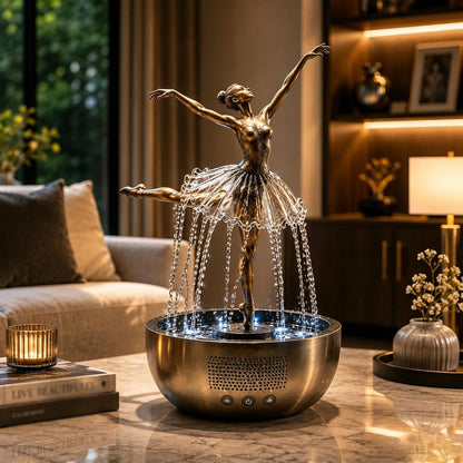 Ballet Ballerina Tabletop Water Fountain with Bluetooth Speaker & LED Light