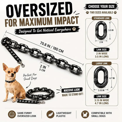 🤣Funny Oversized Dog Leash & Collar Set, "Small Dog Big Attitude" Comical Chain Leash