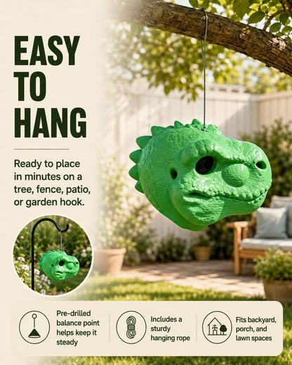 🤣Funny T-Rex Dinosaur Head Squirrel Feeder, Hanging Outdoor Backyard Nut & Seed Feeder