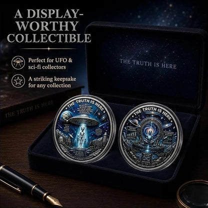 UFO Alien Disclosure Challenge Coin | The Truth Is Here UAP Declassified Commemorative Coin, 3 Designs Available