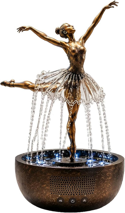 Ballet Ballerina Tabletop Water Fountain with Bluetooth Speaker & LED Light