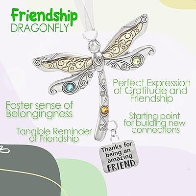 Friendship Dragonfly Ornament With Sentimental Quote -🌟 Gift for Best Friends