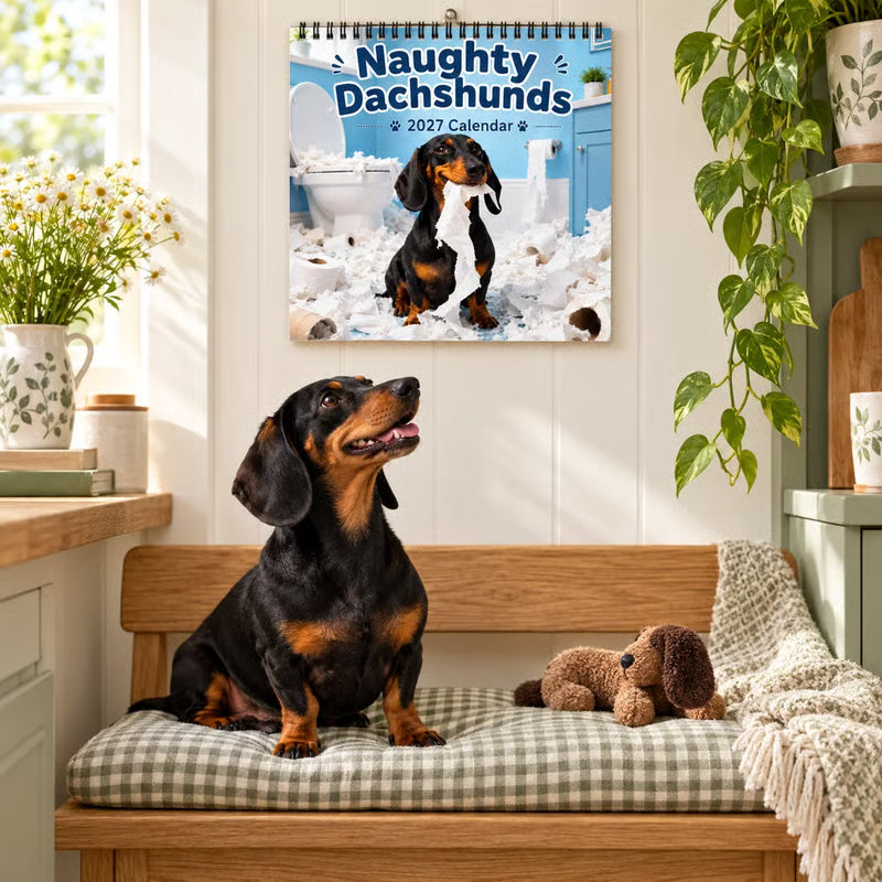 ⏳ Last Day 50% OFF –🐶Naughty Dachshunds 2027 Wall Calendar