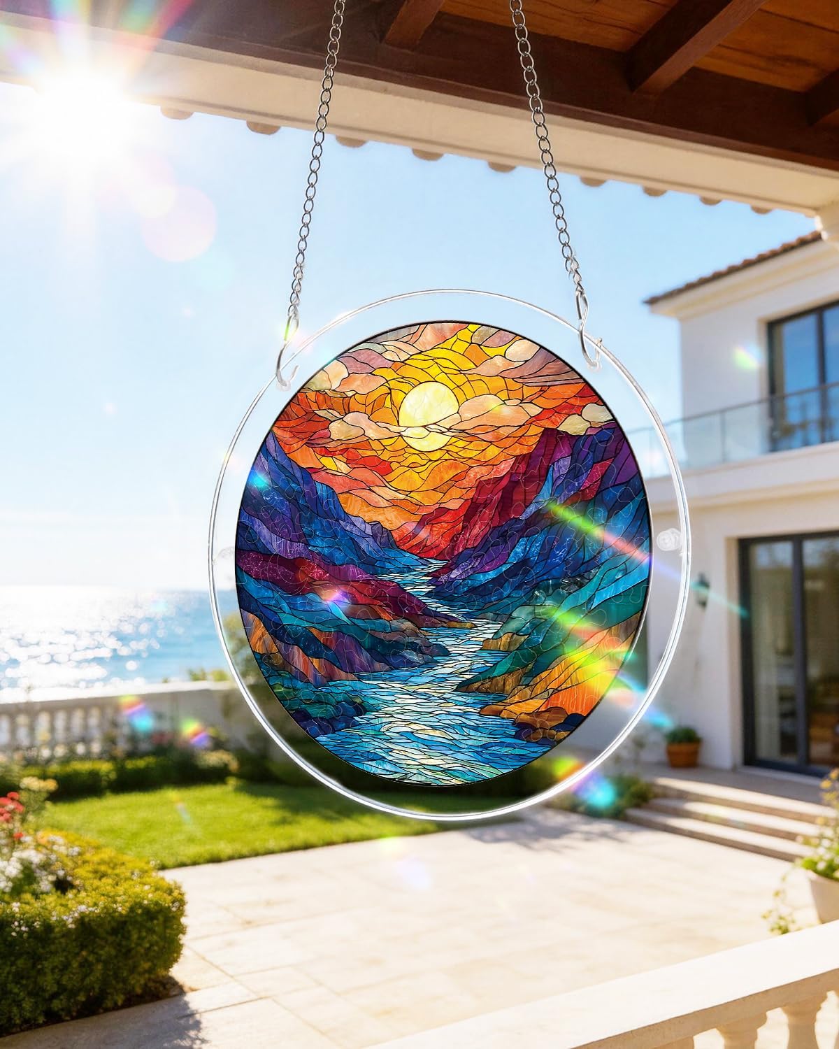 DIY Acrylic Landscape Puzzle Suncatcher, Stained Glass Style Window Light Catcher