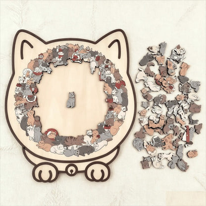 🎁Holiday Special Offer: Enjoy a 49% Discount🐈135-Piece Morandi-Colored Cat Shaped Wooden Jigsaw Puzzle