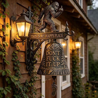 "This Is My Happy Place" Rustic Bigfoot Wall Bell