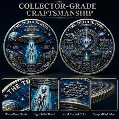 UFO Alien Disclosure Challenge Coin | The Truth Is Here UAP Declassified Commemorative Coin, 3 Designs Available