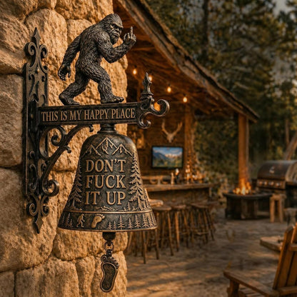 "This Is My Happy Place" Rustic Bigfoot Wall Bell