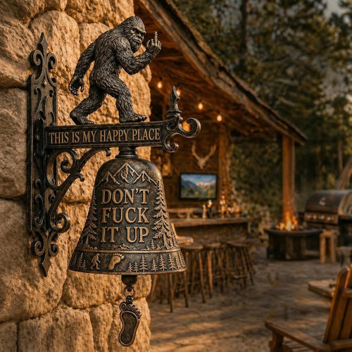 "This Is My Happy Place" Rustic Bigfoot Wall Bell