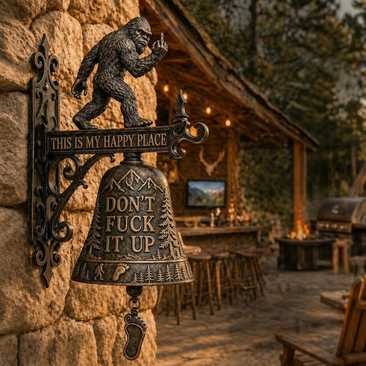 "This Is My Happy Place" Rustic Bigfoot Wall Bell