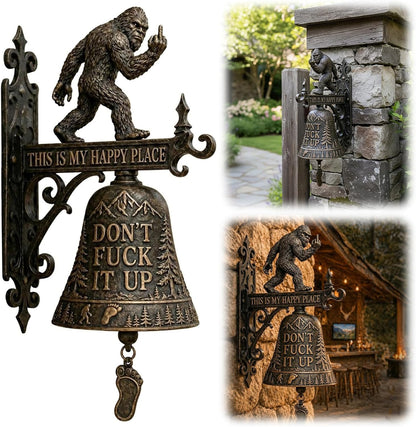 "This Is My Happy Place" Rustic Bigfoot Wall Bell
