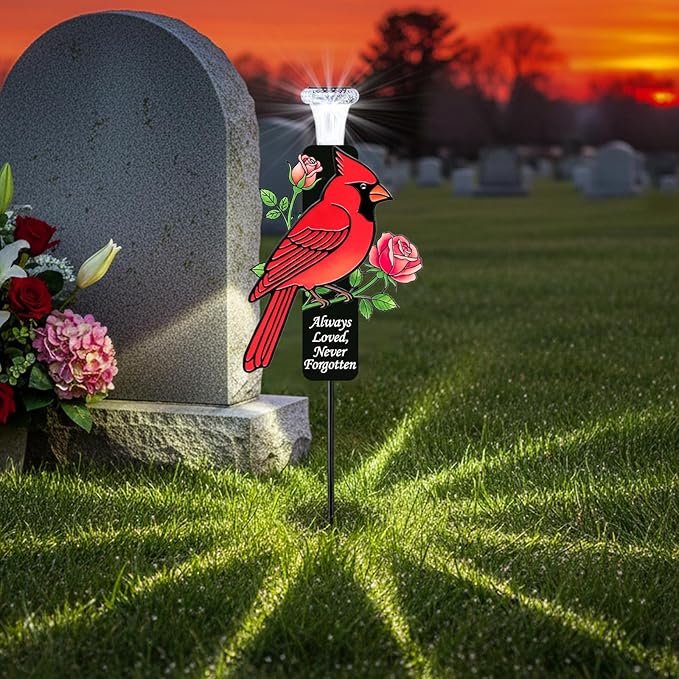 🔥Limited-Time Offer🕊️Cardinal Memorial Solar Stake, In Loving Memory of Loved Ones