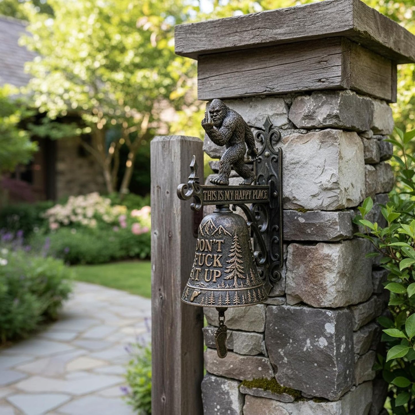 "This Is My Happy Place" Rustic Bigfoot Wall Bell