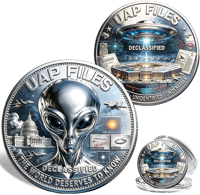 UFO Alien Disclosure Challenge Coin | The Truth Is Here UAP Declassified Commemorative Coin, 3 Designs Available