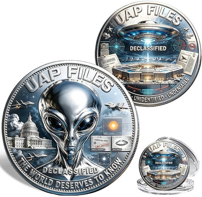 UFO Alien Disclosure Challenge Coin | The Truth Is Here UAP Declassified Commemorative Coin, 3 Designs Available