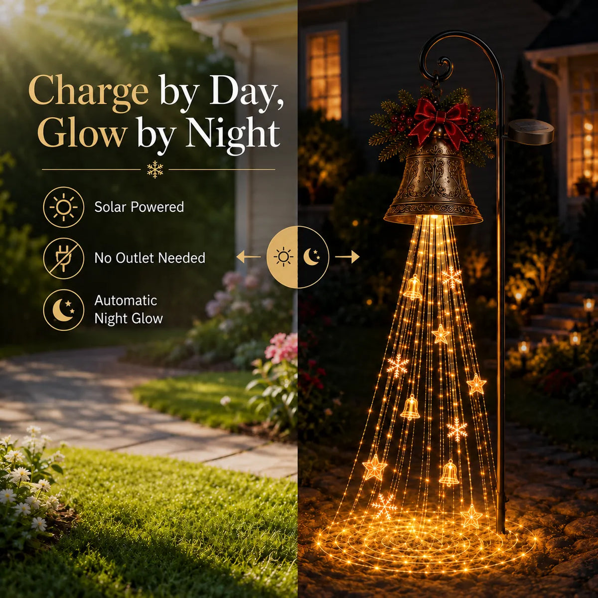 🔥🎄 Christmas Bell Cascade Solar Yard Light✨