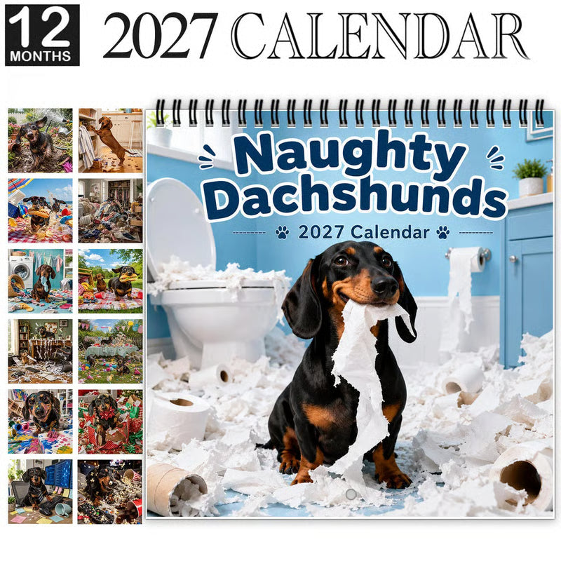 ⏳ Last Day 50% OFF –🐶Naughty Dachshunds 2027 Wall Calendar
