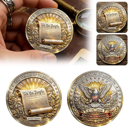 🔥Limited Time 50% OFF🎉1776‑2026 USA 250 Years of Freedom Commemorative Coin, Patriotic Eagle Challenge Coin