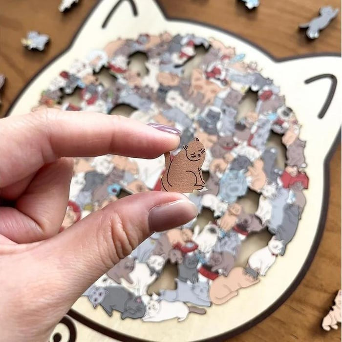 🎁Holiday Special Offer: Enjoy a 49% Discount🐈135-Piece Morandi-Colored Cat Shaped Wooden Jigsaw Puzzle