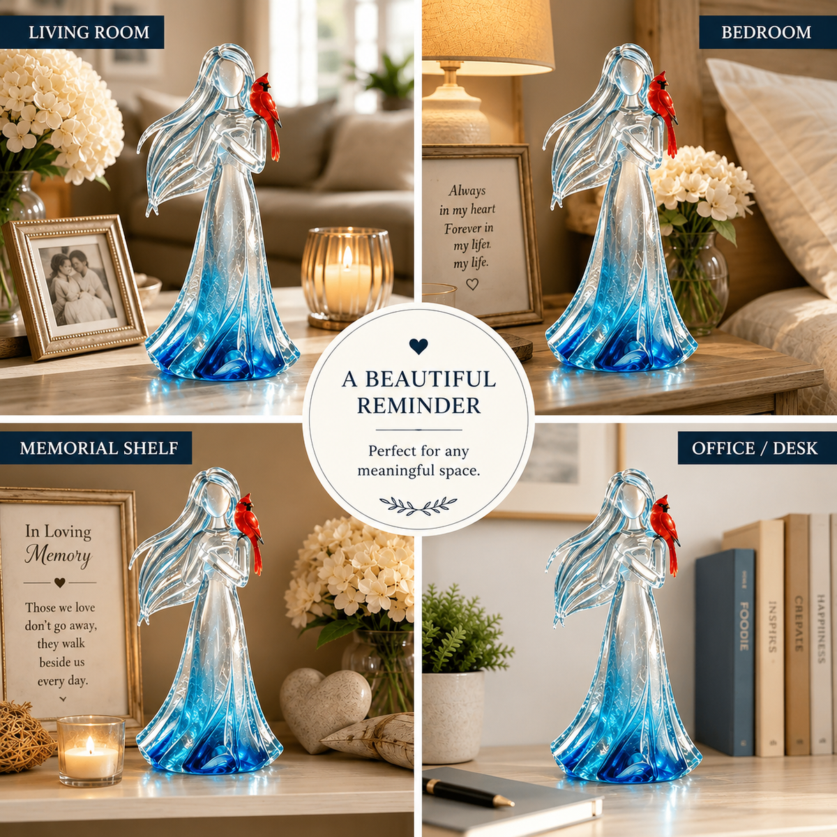 💙Azure Remembrance Angel – Cardinal Memorial Figurine