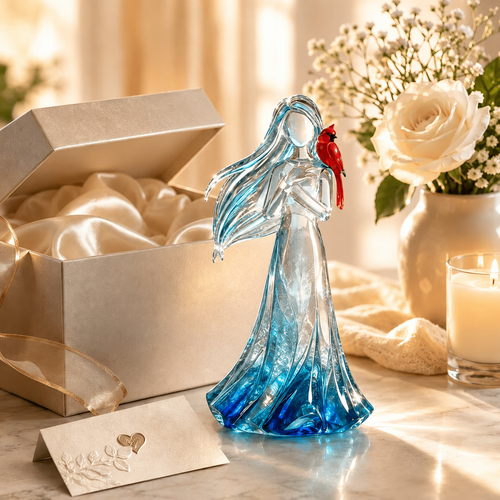💙Azure Remembrance Angel – Cardinal Memorial Figurine