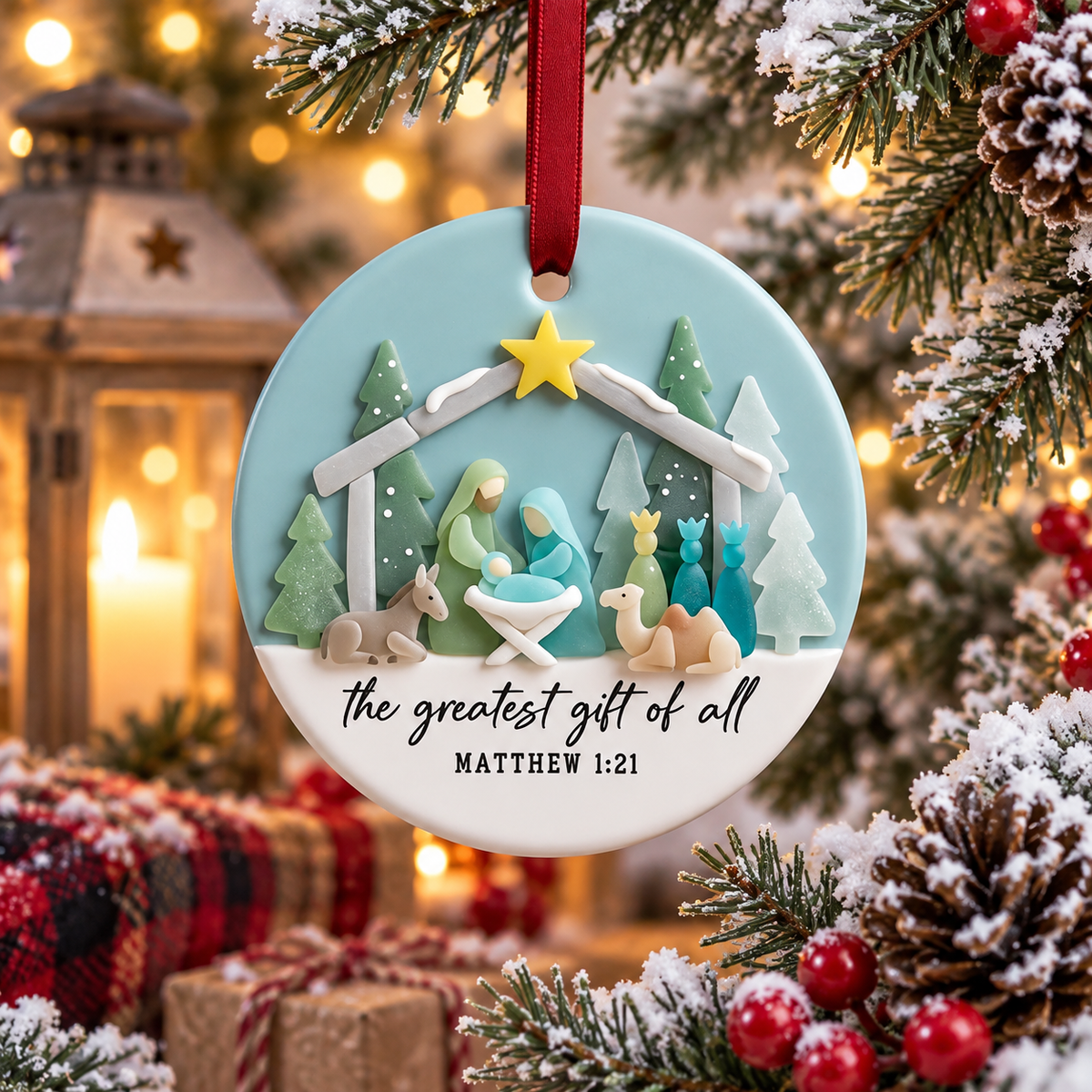 🎄 Nativity Ceramic Christmas Ornament