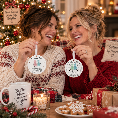 🎄😂 The Bitches Times — Funny Best Friend Ceramic Christmas Ornament