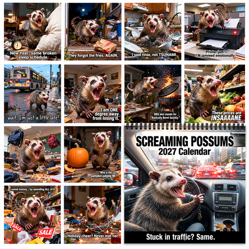 😂 Screaming Possums 2027 Calendar — 12 Months of Pure Chaos