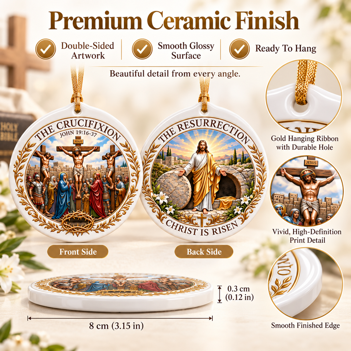 ✝️ Christian Faith Ceramic Ornament — A Story of Love & Hope