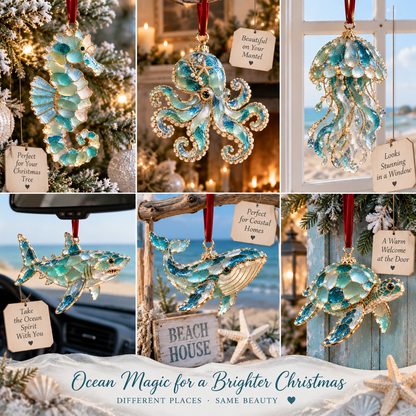 🔥Limited-Time 50% OFF 🌊 Sea Glass Ocean Christmas Ornaments